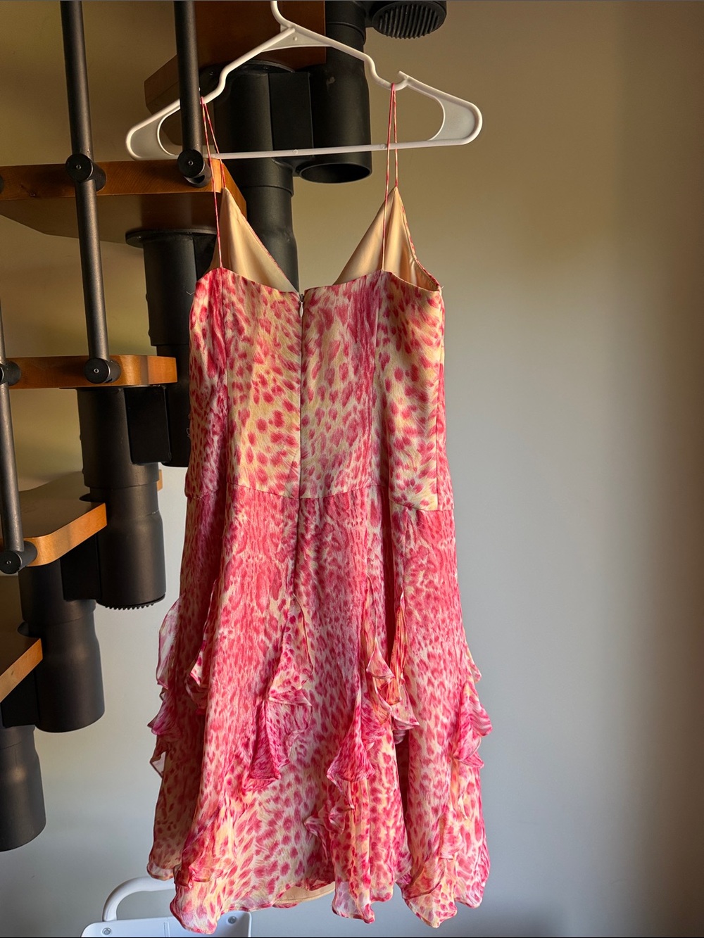 Vintage y2k silk ruffle Kay Unger pink cheeta dress with matching scarf - Picture 6 of 6